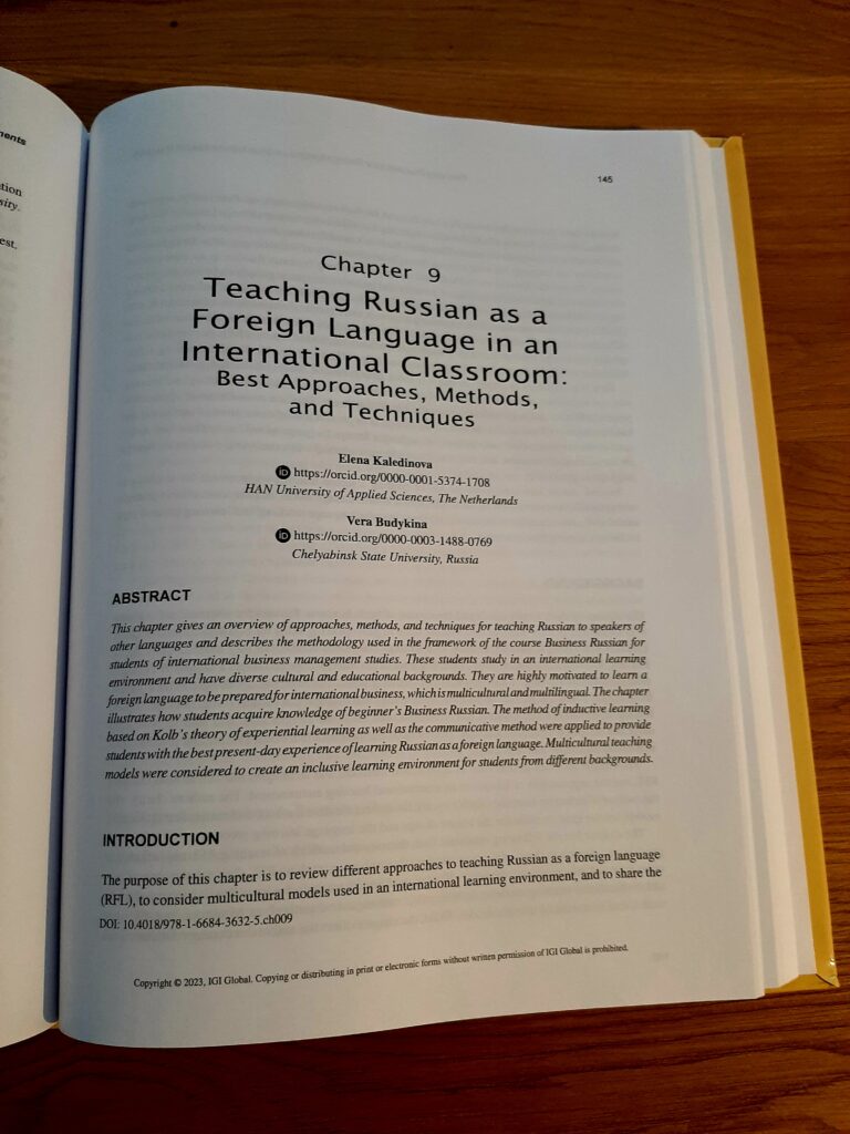 Teaching Russian as a Foreign Language in an International Classroom by E. Kaledinova and V. Budykina, DEI book, 1